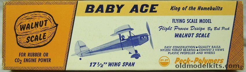Peck-Polymers Peanut Baby Ace King Of The Homebuilts - 17.5 Inch Wingspan Walnut Scale Flying Aircraft, PP-15 plastic model kit